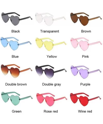 Love Heart Sunglasses Women New Fashion Cute Sexy Retro Cat Eye Vintage Cheap Sun Glasses Red Female - Brown - CV198A64TXS $2...