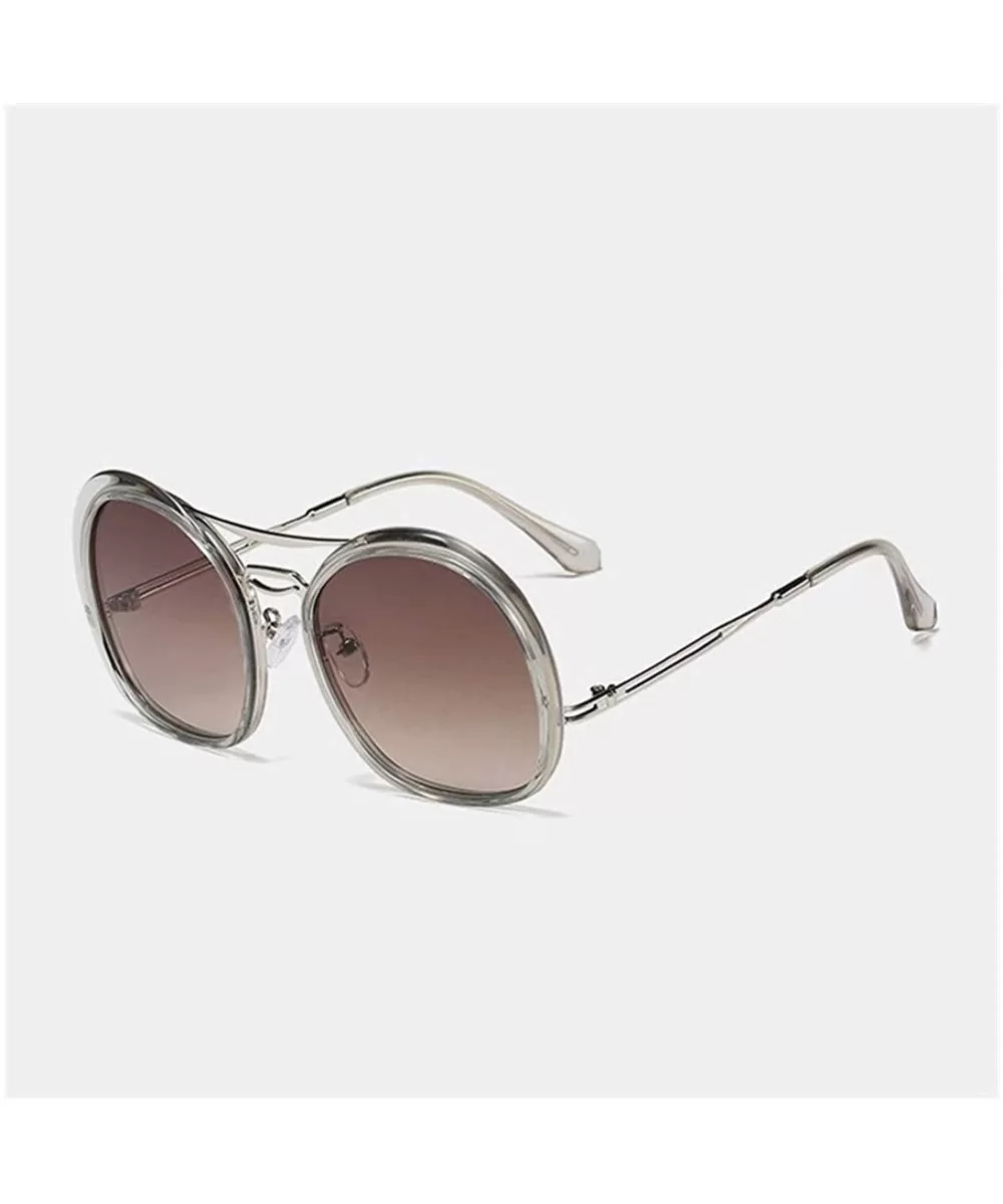 Irregular Round Frame Sunglasses for Men and Women UV400 - C2 Clear Gray Brown - CN1987AGIDQ $14.11 Round