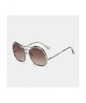 Irregular Round Frame Sunglasses for Men and Women UV400 - C2 Clear Gray Brown - CN1987AGIDQ $14.11 Round