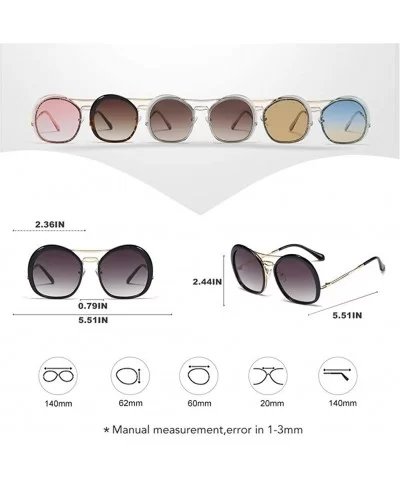 Irregular Round Frame Sunglasses for Men and Women UV400 - C2 Clear Gray Brown - CN1987AGIDQ $14.11 Round