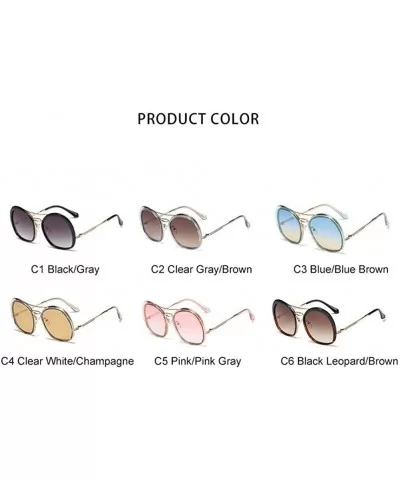 Irregular Round Frame Sunglasses for Men and Women UV400 - C2 Clear Gray Brown - CN1987AGIDQ $14.11 Round