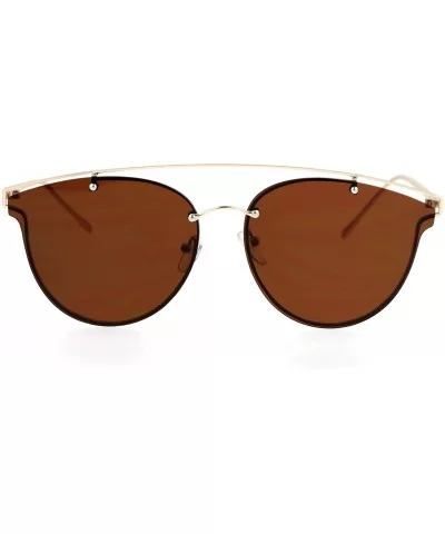 Flat Panel Unique Rimless Wire Bridge Horn Rim Sunglasses - Gold Brown - CY12O1NJIUQ $10.45 Rimless