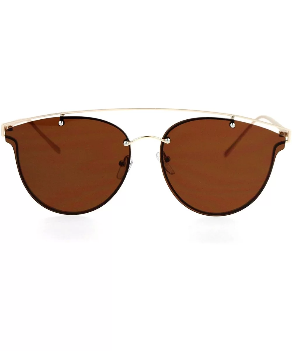 Flat Panel Unique Rimless Wire Bridge Horn Rim Sunglasses - Gold Brown - CY12O1NJIUQ $10.45 Rimless