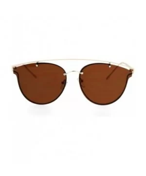 Flat Panel Unique Rimless Wire Bridge Horn Rim Sunglasses - Gold Brown - CY12O1NJIUQ $10.45 Rimless