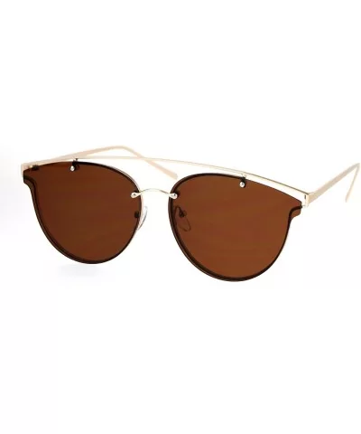 Flat Panel Unique Rimless Wire Bridge Horn Rim Sunglasses - Gold Brown - CY12O1NJIUQ $10.45 Rimless