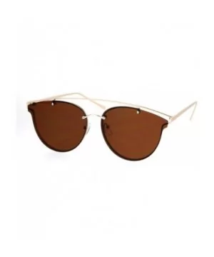 Flat Panel Unique Rimless Wire Bridge Horn Rim Sunglasses - Gold Brown - CY12O1NJIUQ $10.45 Rimless