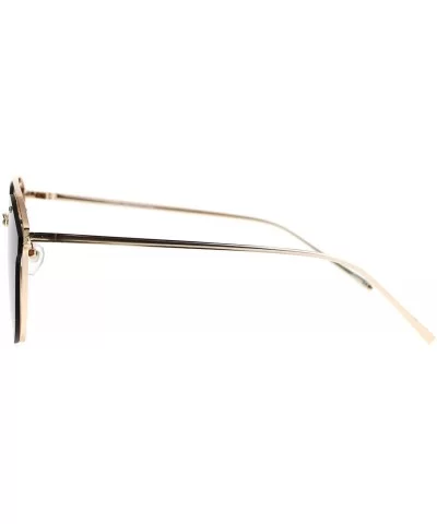 Flat Panel Unique Rimless Wire Bridge Horn Rim Sunglasses - Gold Brown - CY12O1NJIUQ $10.45 Rimless