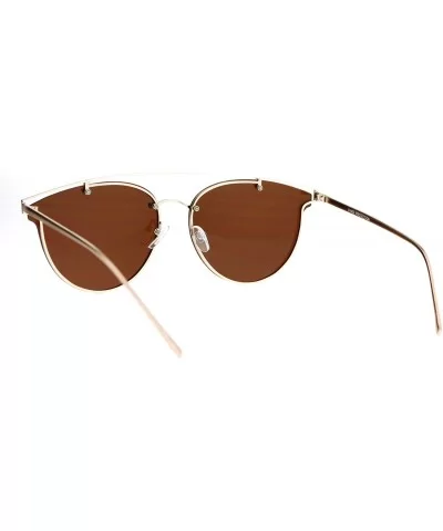 Flat Panel Unique Rimless Wire Bridge Horn Rim Sunglasses - Gold Brown - CY12O1NJIUQ $10.45 Rimless