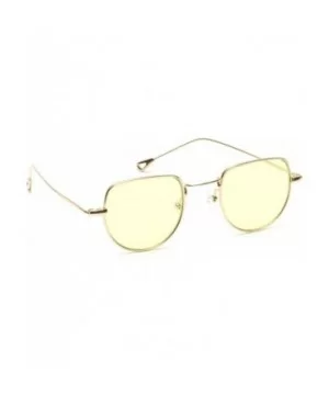 Small Half Circle Sunglasses Cut Out Gold Metal Round Candy Color Tint Oval Boho Style - Yellow - CT18EXIWX3R $6.81 Oval