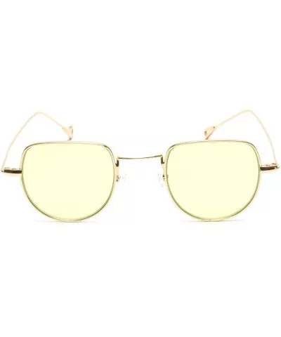 Small Half Circle Sunglasses Cut Out Gold Metal Round Candy Color Tint Oval Boho Style - Yellow - CT18EXIWX3R $6.81 Oval