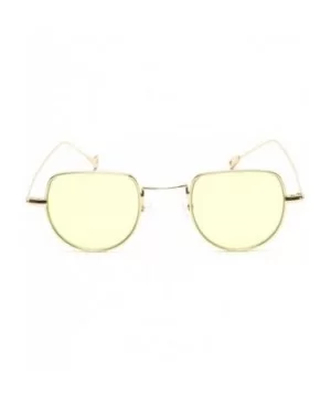 Small Half Circle Sunglasses Cut Out Gold Metal Round Candy Color Tint Oval Boho Style - Yellow - CT18EXIWX3R $6.81 Oval