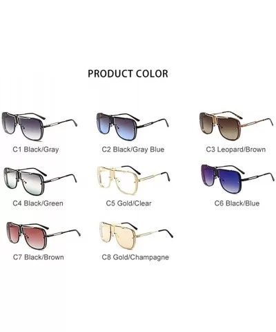 Fashion Big Frame Sunglasses Men Square Fashion Glasses for Women Retro Sun Glasses Vintage - C6 Black Blue - CF198O7R944 $8....