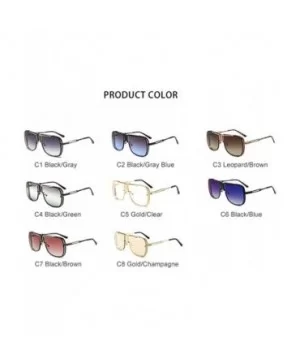 Fashion Big Frame Sunglasses Men Square Fashion Glasses for Women Retro Sun Glasses Vintage - C6 Black Blue - CF198O7R944 $8....