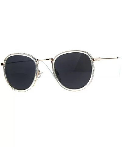 Retro Round Double Rim Reading Sunglasses - Gold Clear Black - C7180ZHQ5YI $7.01 Round