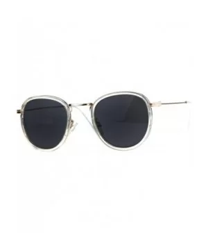 Retro Round Double Rim Reading Sunglasses - Gold Clear Black - C7180ZHQ5YI $7.01 Round