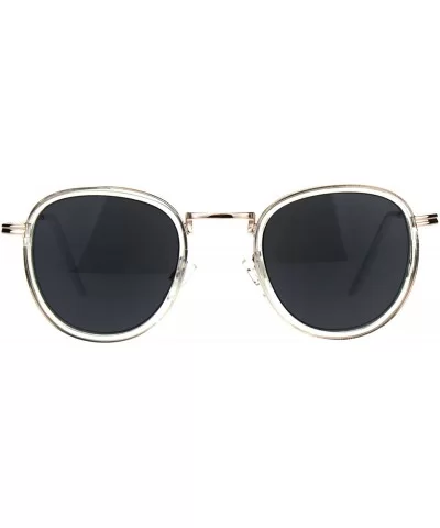 Retro Round Double Rim Reading Sunglasses - Gold Clear Black - C7180ZHQ5YI $7.01 Round