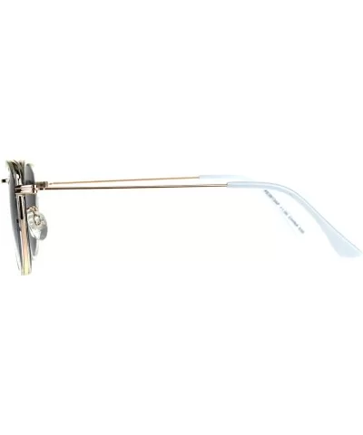 Retro Round Double Rim Reading Sunglasses - Gold Clear Black - C7180ZHQ5YI $7.01 Round