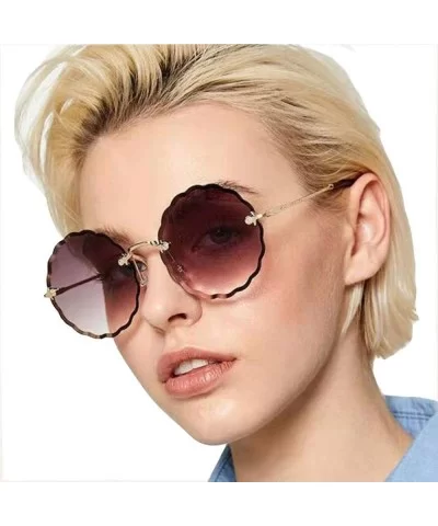 Round Oversized Sunglasses for Women New Fashion Glasses Uv Protection Metal Frame AC Lens MLS2203 - Grey - C718UXT9T45 $7.59...