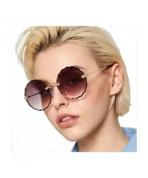 Round Oversized Sunglasses for Women New Fashion Glasses Uv Protection Metal Frame AC Lens MLS2203 - Grey - C718UXT9T45 $7.59...