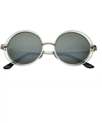 Women's Midsized Metal Wire Frame Round Sunglasses Glam - Silver Green - CR12EGP130R $9.63 Oversized