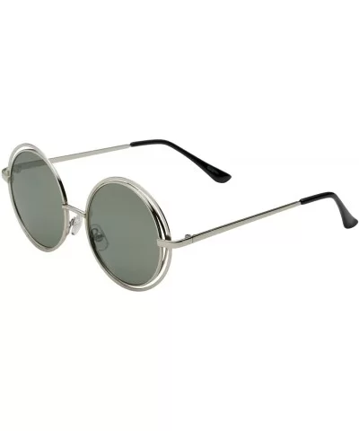 Women's Midsized Metal Wire Frame Round Sunglasses Glam - Silver Green - CR12EGP130R $9.63 Oversized