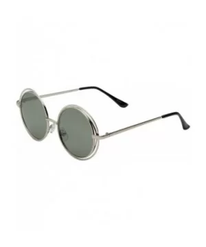 Women's Midsized Metal Wire Frame Round Sunglasses Glam - Silver Green - CR12EGP130R $9.63 Oversized