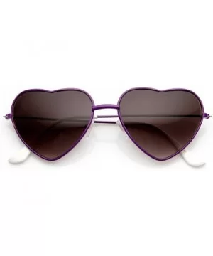 Womens Fashion Thin Metal Heart Shaped Sunglasses (Purple) - CY11CL3KRCH $8.10 Oval