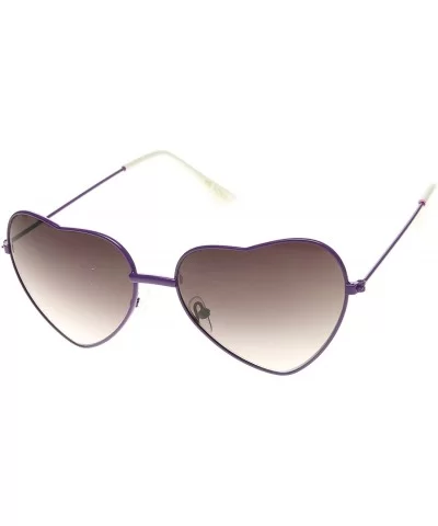 Womens Fashion Thin Metal Heart Shaped Sunglasses (Purple) - CY11CL3KRCH $8.10 Oval