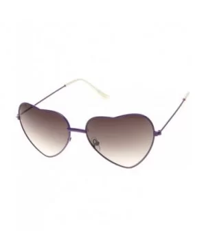 Womens Fashion Thin Metal Heart Shaped Sunglasses (Purple) - CY11CL3KRCH $8.10 Oval