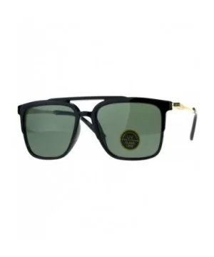 Mens Tempered Glass Lens Rectangular Flat Top Mob Sunglasses - Shiny Black Green - CG18DDC4CSW $7.82 Rectangular