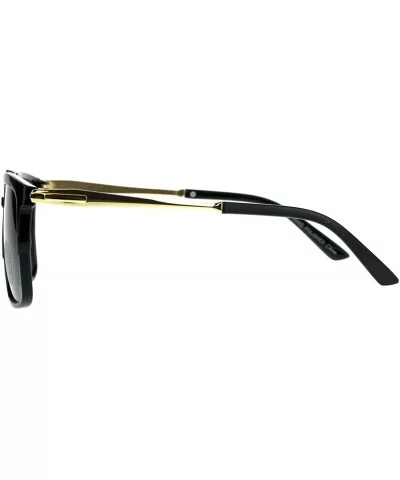 Mens Tempered Glass Lens Rectangular Flat Top Mob Sunglasses - Shiny Black Green - CG18DDC4CSW $7.82 Rectangular