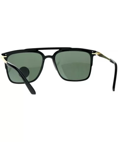 Mens Tempered Glass Lens Rectangular Flat Top Mob Sunglasses - Shiny Black Green - CG18DDC4CSW $7.82 Rectangular