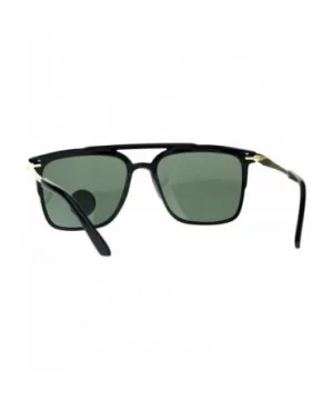 Mens Tempered Glass Lens Rectangular Flat Top Mob Sunglasses - Shiny Black Green - CG18DDC4CSW $7.82 Rectangular