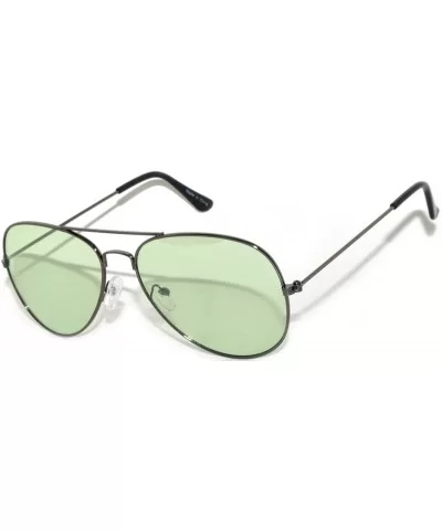 Classic Aviator Colored Lens Sunglasses Colorful Metal Frame - Green_lens_gun_frame - C0124Y3SIKJ $6.74 Aviator