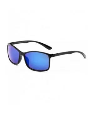 Retro Squared Design Sporty Mens Sunglasses for Men Flash Mirror - Black/Green - CO12IGNMAKB $7.85 Sport