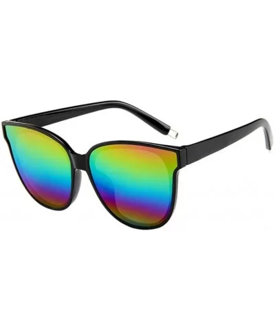 Mens Womens Sunglasses Oversized Flat Top Cat Eye Eyewear Mirrored UV Protection Glasses (E) - E - C418EQQYLCX $7.22 Sport