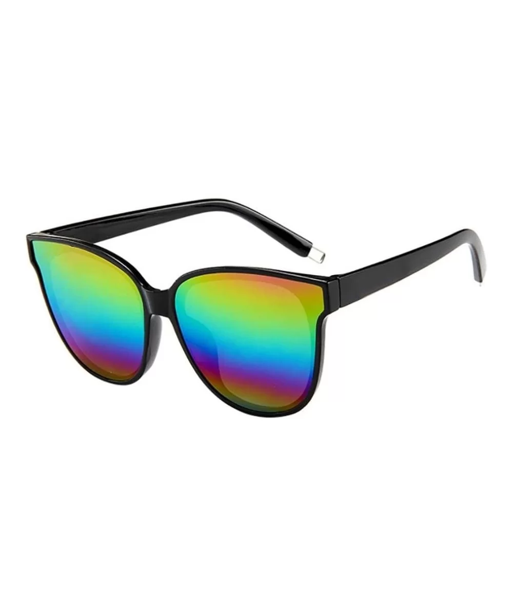 Mens Womens Sunglasses Oversized Flat Top Cat Eye Eyewear Mirrored UV Protection Glasses (E) - E - C418EQQYLCX $7.22 Sport