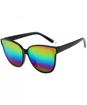 Mens Womens Sunglasses Oversized Flat Top Cat Eye Eyewear Mirrored UV Protection Glasses (E) - E - C418EQQYLCX $7.22 Sport