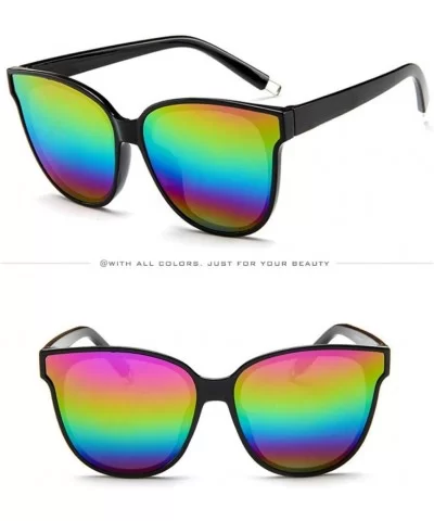 Mens Womens Sunglasses Oversized Flat Top Cat Eye Eyewear Mirrored UV Protection Glasses (E) - E - C418EQQYLCX $7.22 Sport