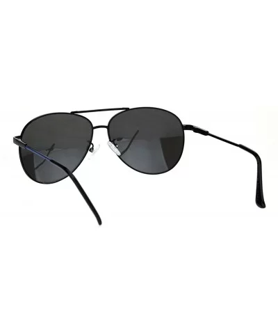 Silver Mirror Lens Metal Rim Officer Cop Pilots Sunglasses - Black Blue - CO18KH5K8GW $10.58 Aviator