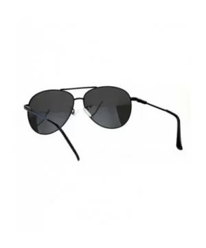 Silver Mirror Lens Metal Rim Officer Cop Pilots Sunglasses - Black Blue - CO18KH5K8GW $10.58 Aviator