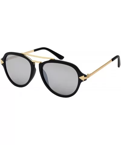 Modern Aviators with Color Mirror Lenses 541039-REV - Matte Black - C512IRVJEM5 $7.52 Aviator