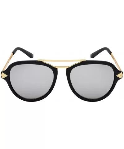 Modern Aviators with Color Mirror Lenses 541039-REV - Matte Black - C512IRVJEM5 $7.52 Aviator