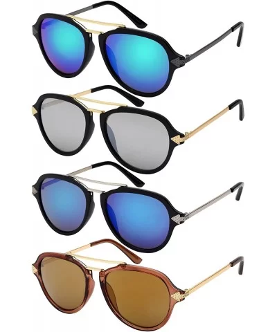 Modern Aviators with Color Mirror Lenses 541039-REV - Matte Black - C512IRVJEM5 $7.52 Aviator