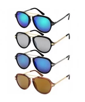 Modern Aviators with Color Mirror Lenses 541039-REV - Matte Black - C512IRVJEM5 $7.52 Aviator