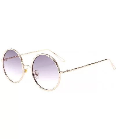 Round Oversized Sunglasses for Women Diamond Classic UV400 Shades - Purple - CO18NC9I2UH $5.67 Semi-rimless