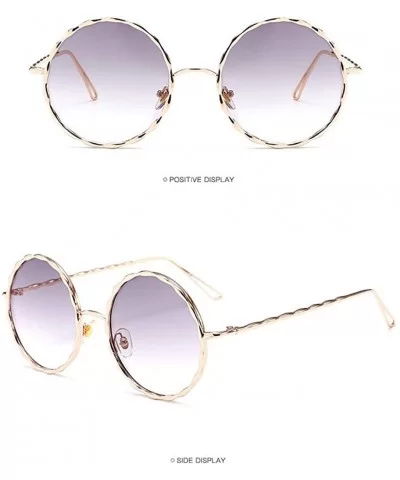 Round Oversized Sunglasses for Women Diamond Classic UV400 Shades - Purple - CO18NC9I2UH $5.67 Semi-rimless