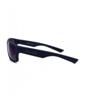 Mens Rubberized Matte Sport Rectangle Horn Sunglasses - Navy Blue Mirror - CI197E08XD0 $8.75 Rectangular