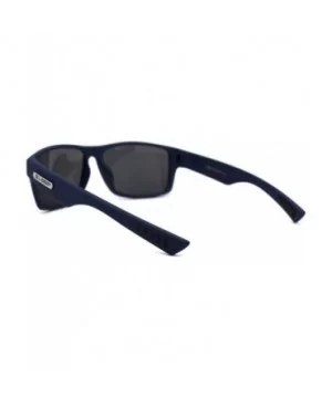 Mens Rubberized Matte Sport Rectangle Horn Sunglasses - Navy Blue Mirror - CI197E08XD0 $8.75 Rectangular