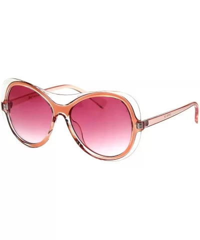 Womens Retro Fashion Sunglasses Clear Outline Double Frame UV 400 - Clear Pink (Pink) - CE18K6WGC84 $6.55 Butterfly